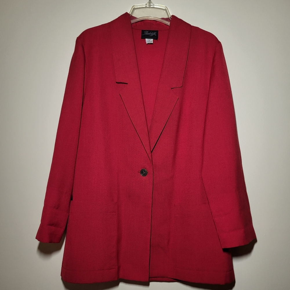 Vintage 90s Red Single Button Women's Blazer